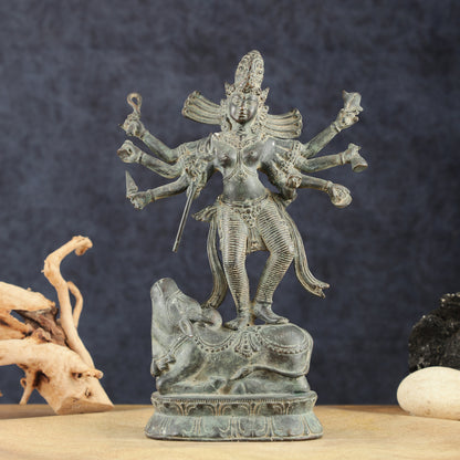 Indonesian Bronze Goddess Durga Statue | Lost Wax Casting | 13"