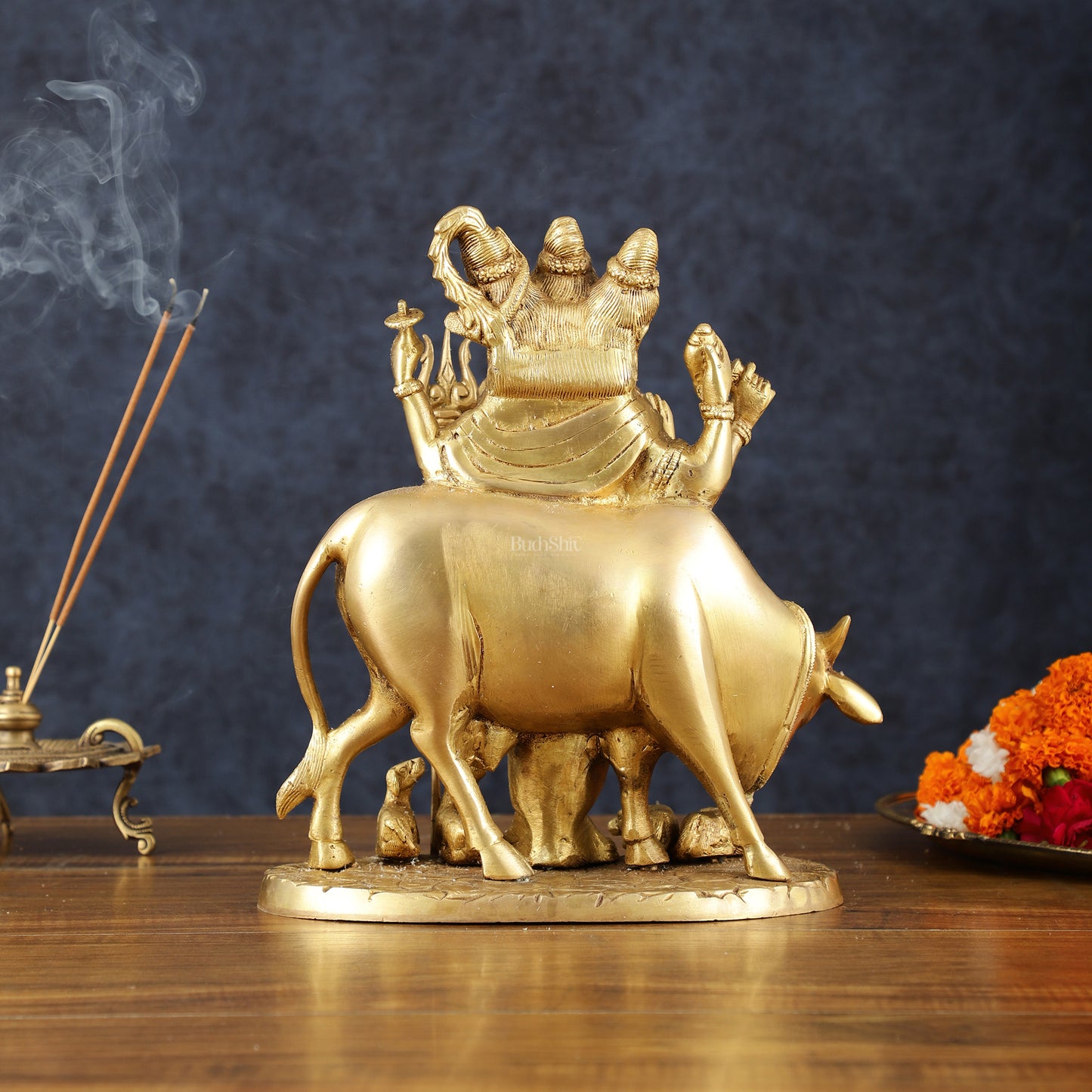 Brass Dattatreya Statue – 11" Tall, Handcrafted