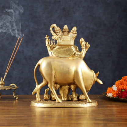 Brass Dattatreya Statue – 11" Tall, Handcrafted