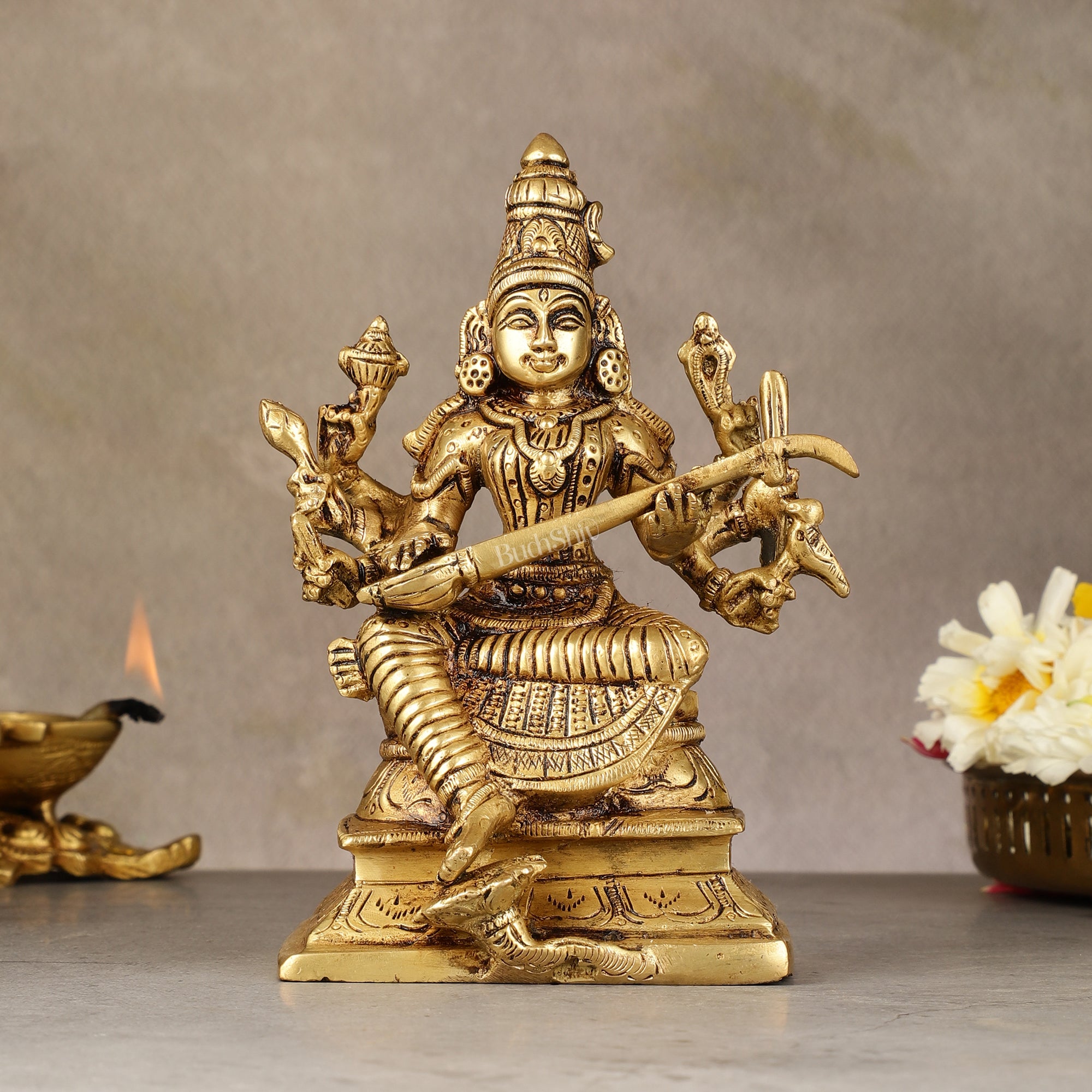 Exquisite Brass Raja Shyamala Devi Matangi Idol - 6.5