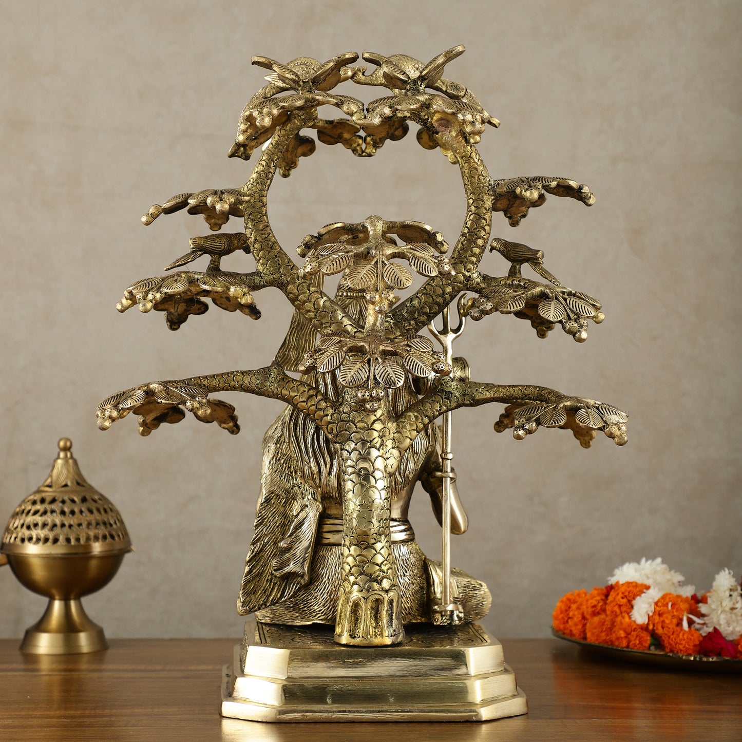 Exquisite Brass Superfine Lord Shiva Under Tree Statue - 19 Inch | 15.5 kg