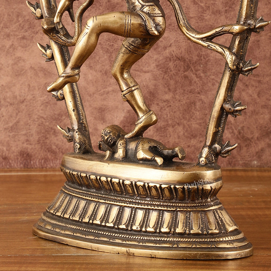 Unique Brass Nataraja Dancing Shiva Idol with Oval Arch - 12.5"