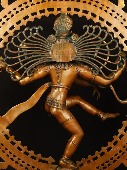 Brass Large Lord Shiva as Nataraja - 46.5 Inch, Antique Bronze Finish