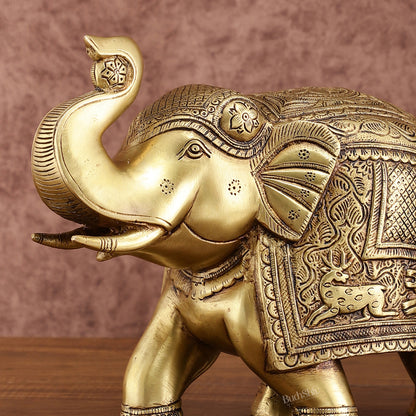 Pair of Unique Brass Elephant Statues | Elegant Sculptures 11 inch