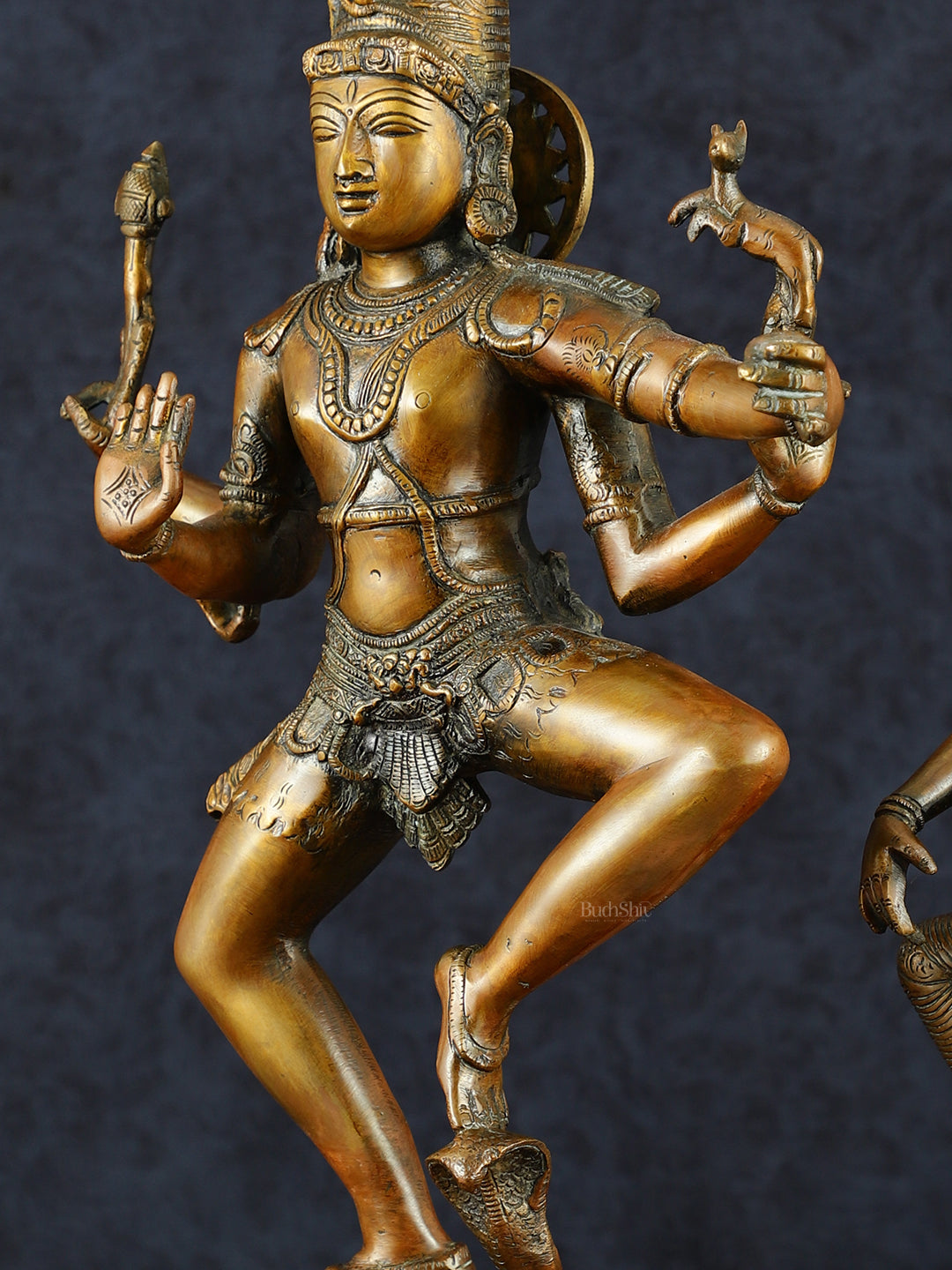 Brass Dancing Shiva and Parvati Statue Set – 22" Heights, Bronze Brown Finish