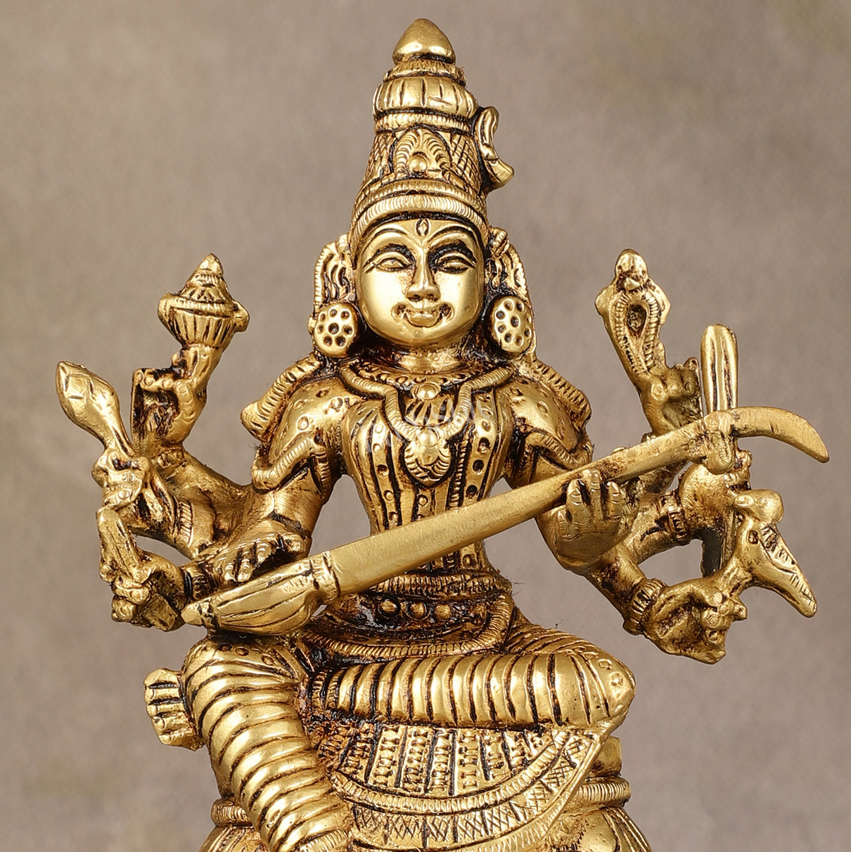 Exquisite Brass Raja Shyamala Devi Matangi Idol - 6.5"