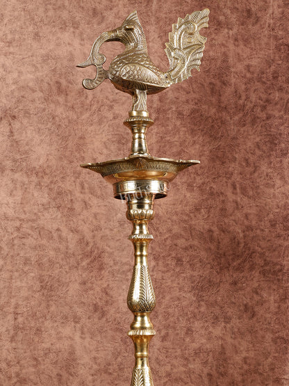 Pure Brass Handcrafted peacock inaugration lamp 4 feet