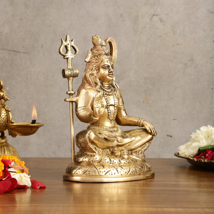 Pure Brass Aashirwaad Shiva Statue - 7.5 in Height