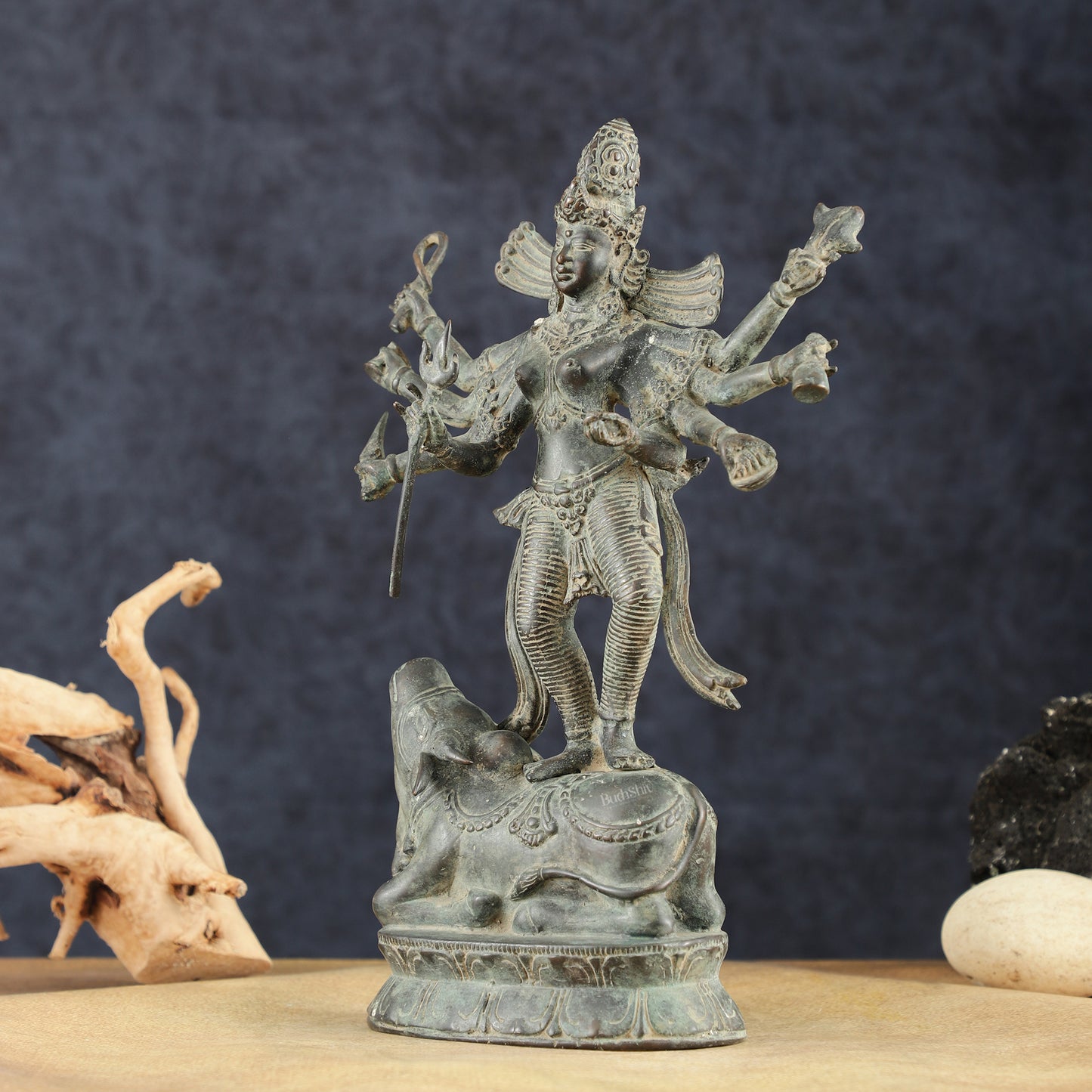 Indonesian Bronze Goddess Durga Statue | Lost Wax Casting | 13"