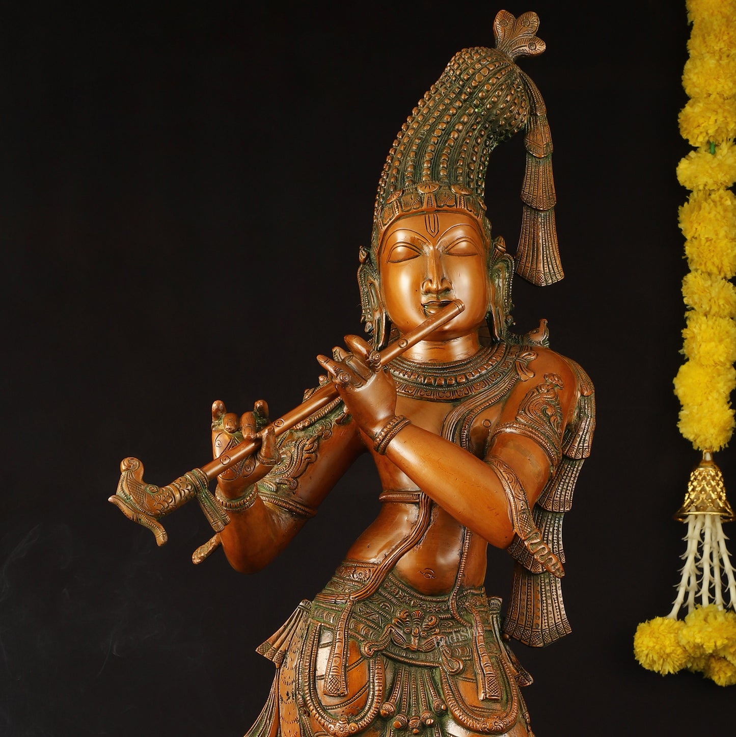 Exquisite Brass Krishna Murlidhar Idol 36"