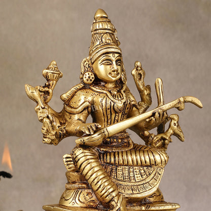 Exquisite Brass Raja Shyamala Devi Matangi Idol - 6.5"