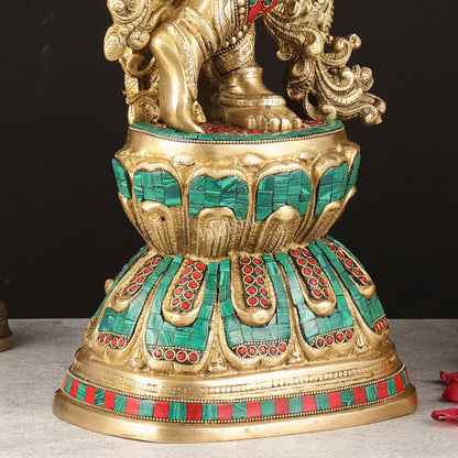 Exquisite Brass Lord Krishna Murti with Meenakari | 29"