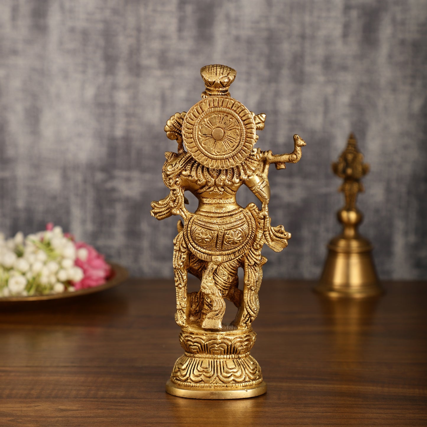 Handcrafted Brass Radha Krishna Idol Pair | 9.5 Inch Height