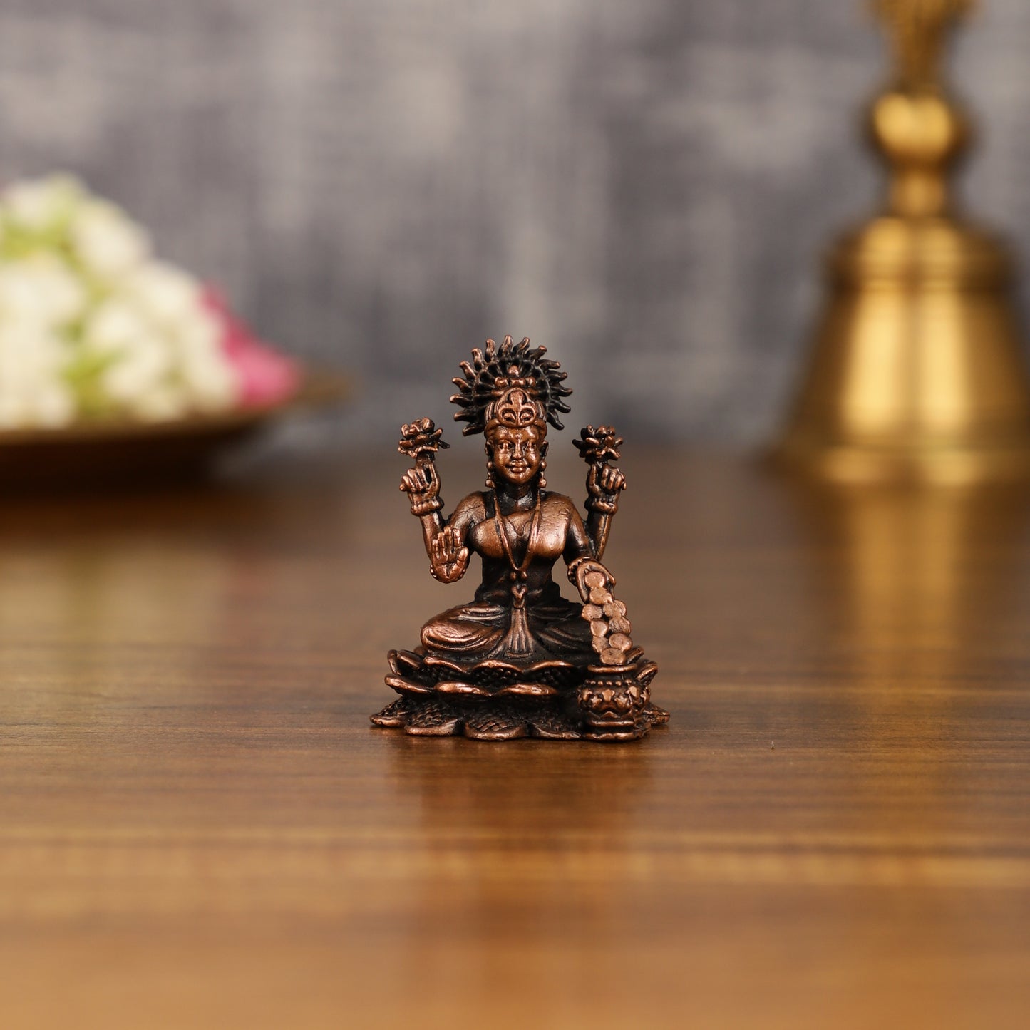 Pure Copper Dhan Lakshmi Idol | 2 Inch Height