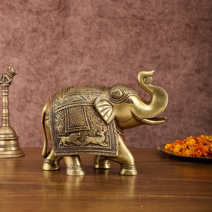 Pair of Unique Brass Elephant Statues | Elegant Sculptures 11 inch