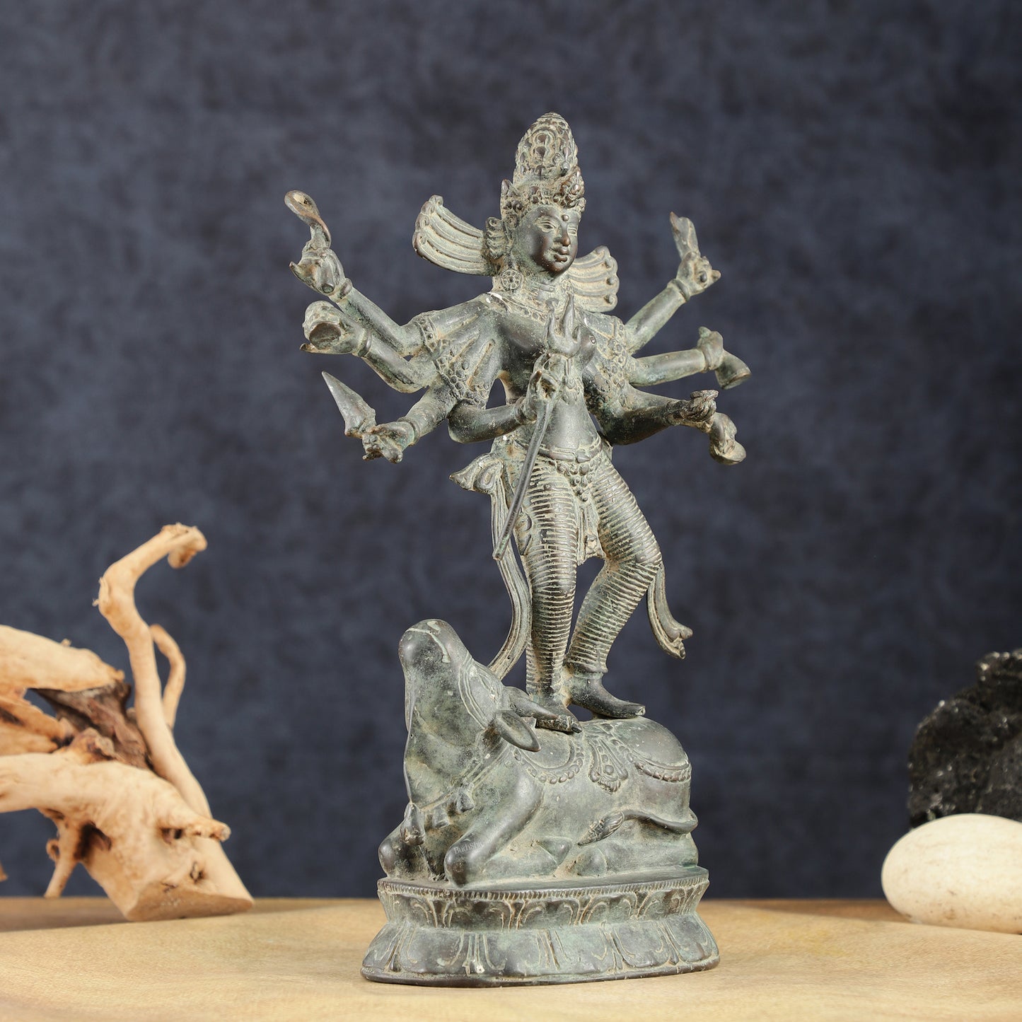 Indonesian Bronze Goddess Durga Statue | Lost Wax Casting | 13"