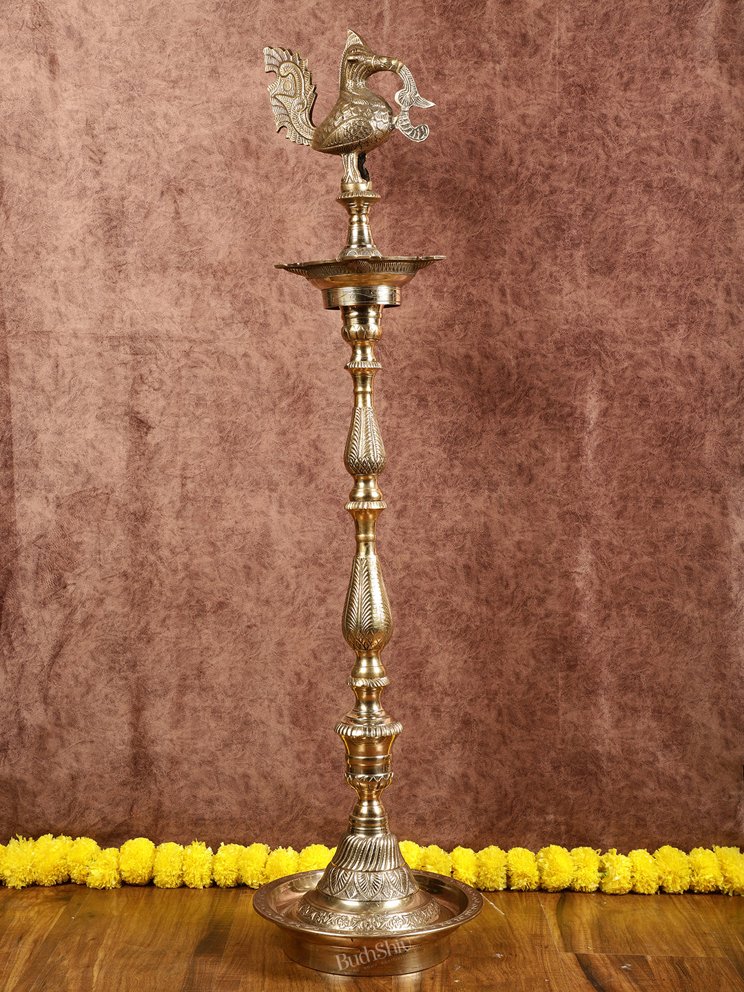 Pure Brass Handcrafted peacock inaugration lamp 4 feet