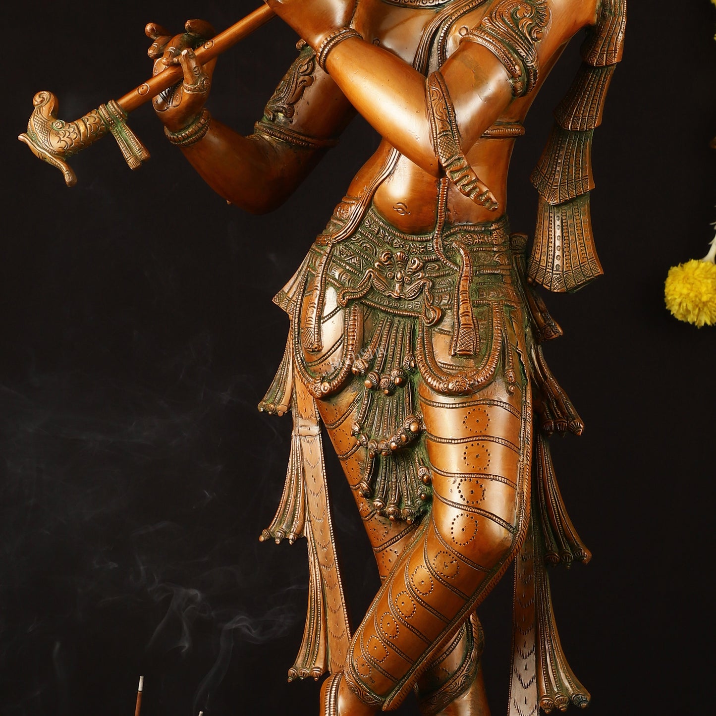 Exquisite Brass Krishna Murlidhar Idol 36"