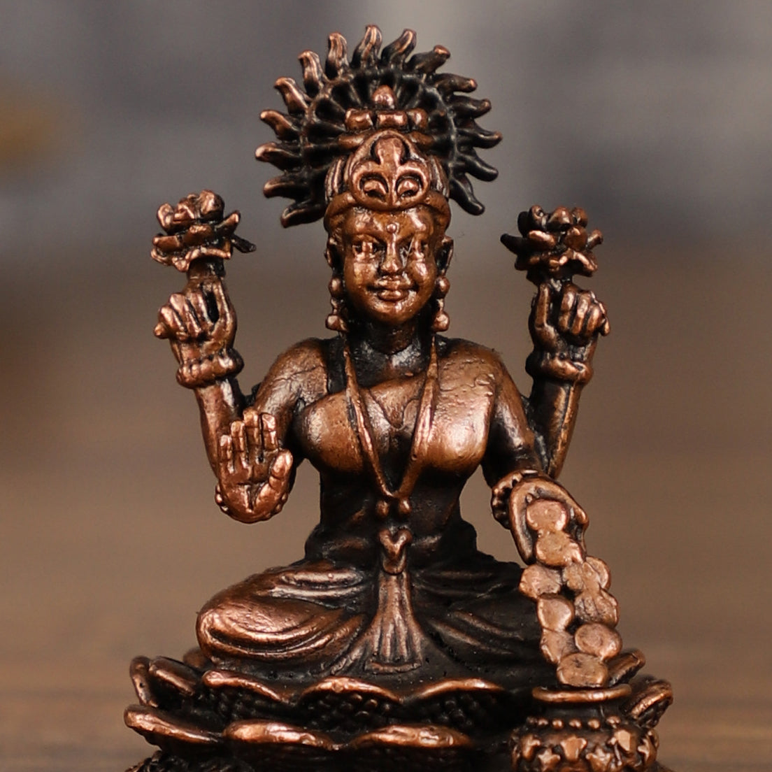 Pure Copper Dhan Lakshmi Idol | 2 Inch Height