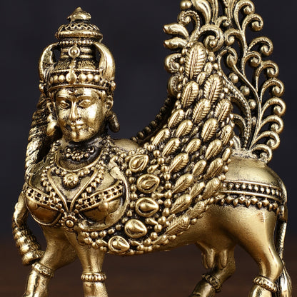 Pure Brass Superfine Kamadhenu Cow with Wings - Intricate Statue 3"