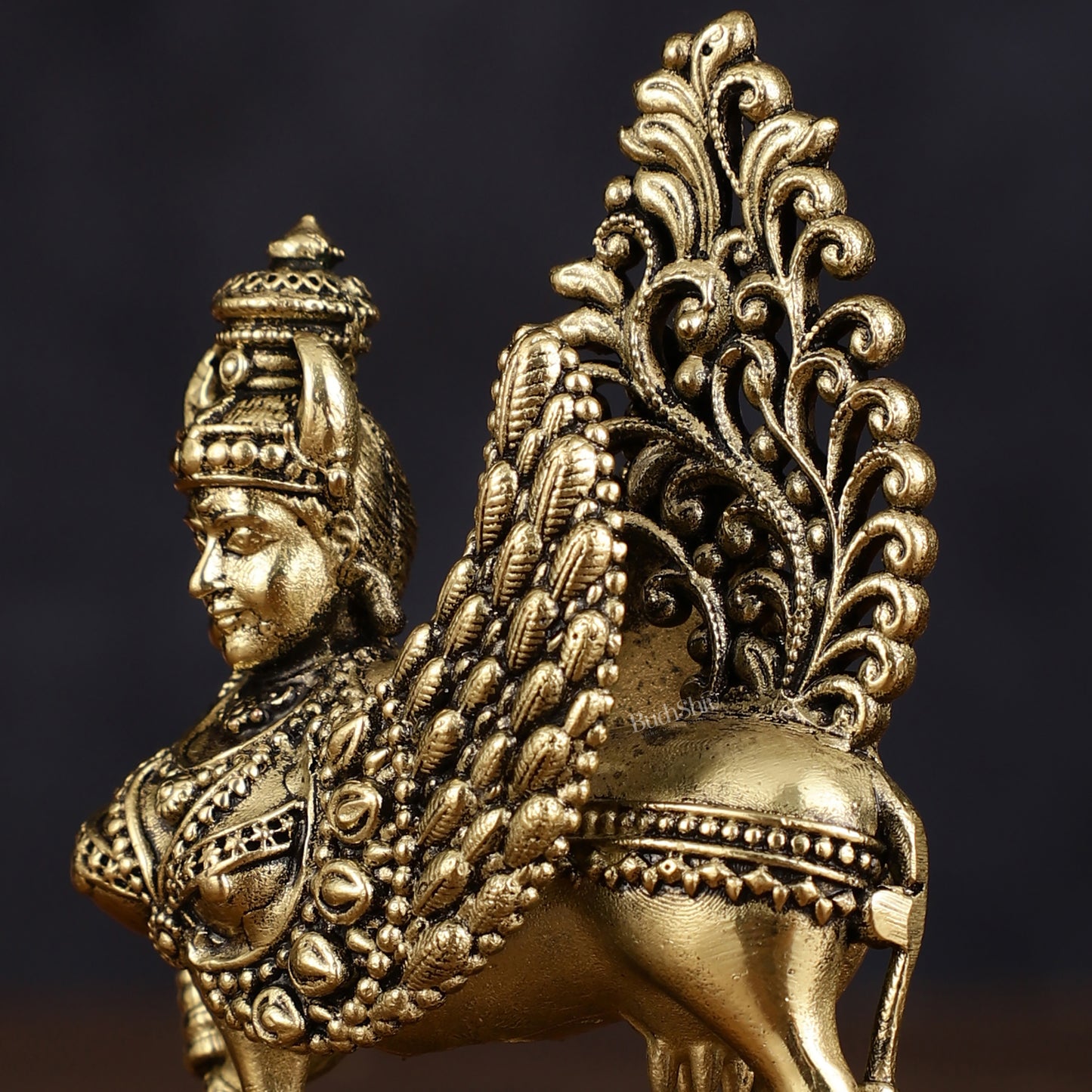 Pure Brass Superfine Kamadhenu Cow with Wings - Intricate Statue 3"