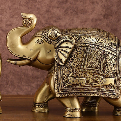 Unique Brass Elephant Statue | 11 inch wide