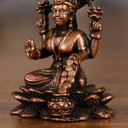 Pure Copper Dhan Lakshmi Idol | 2 Inch Height