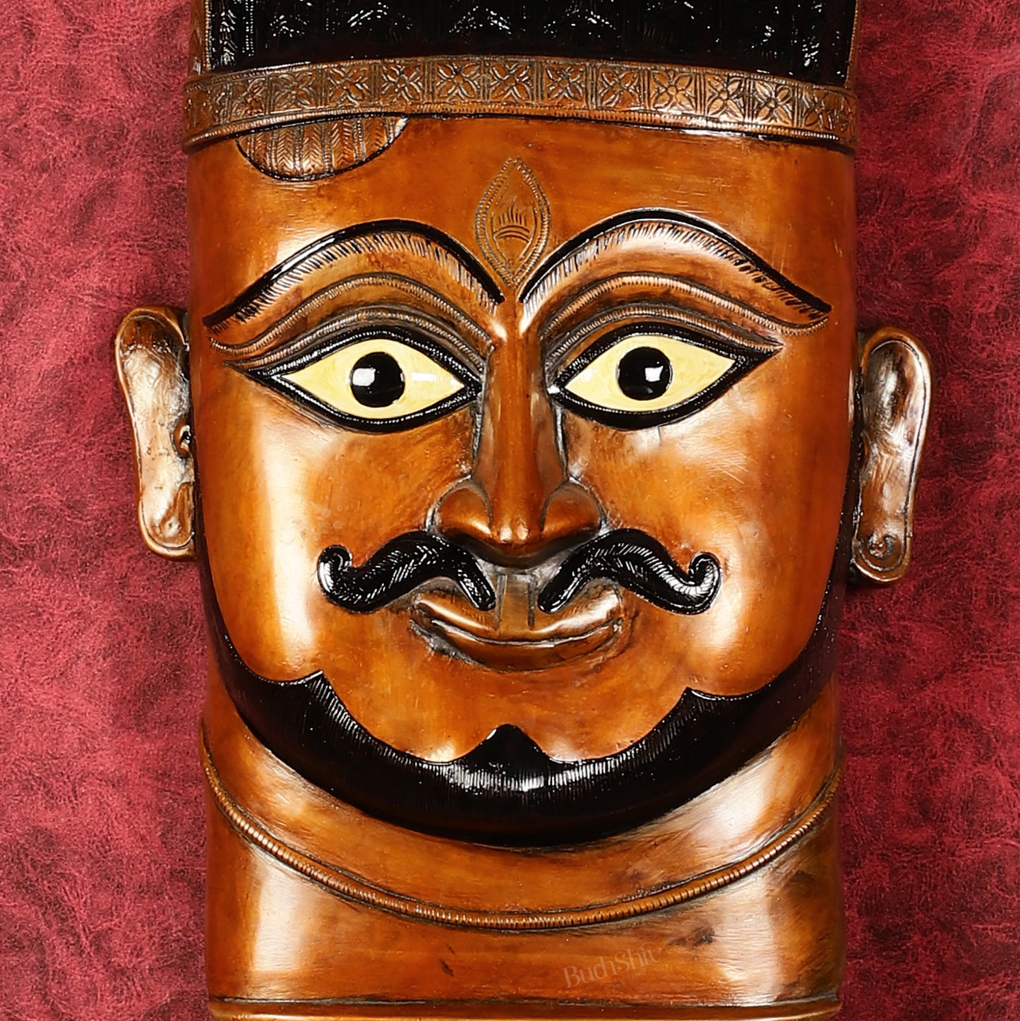 Handcrafted Pure Brass Kaal Bhairava Wall Hanging - 13.5"