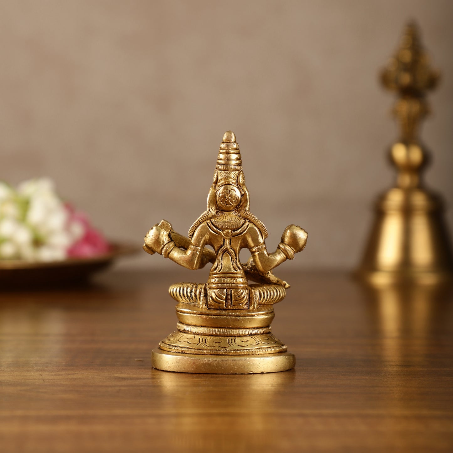 Pure Brass Small Goddess Saraswati Idol | 3.5 Inch