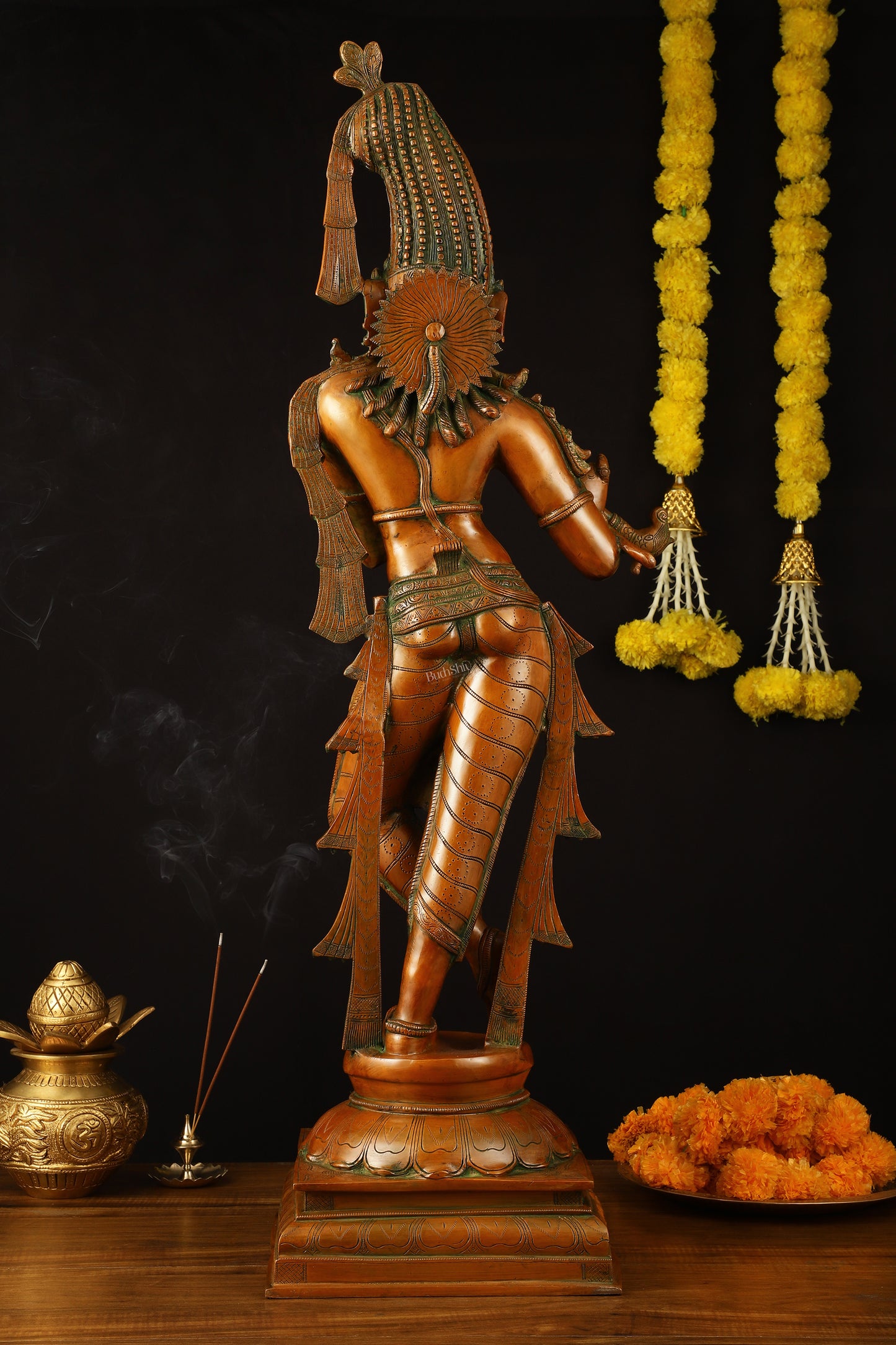 Exquisite Brass Krishna Murlidhar Idol 36"