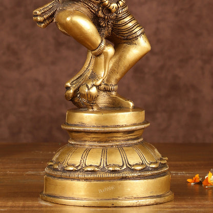 Ancient Form Brass Dancing Krishna Idol | Height: 9 inch