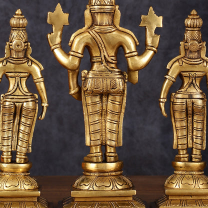 Superfine Brass Tirupati Balaji with Bhudevi and Sridevi Set - 9.5 inch