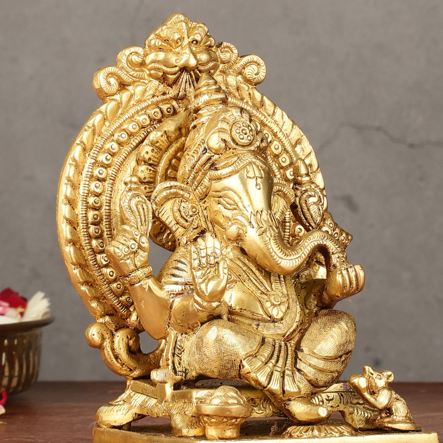 Brass Superfine Lord Ganesha idol with Thiruvarchi ( frame ) 6"