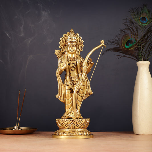 Pure Brass Lord Shri Ram Statue | Aashirwad Mudra | 12"