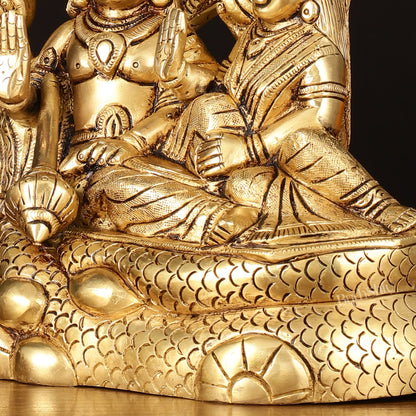 Brass Superfine Vishnu Lakshmi on Sheshanaag Idol - 7.5" Height