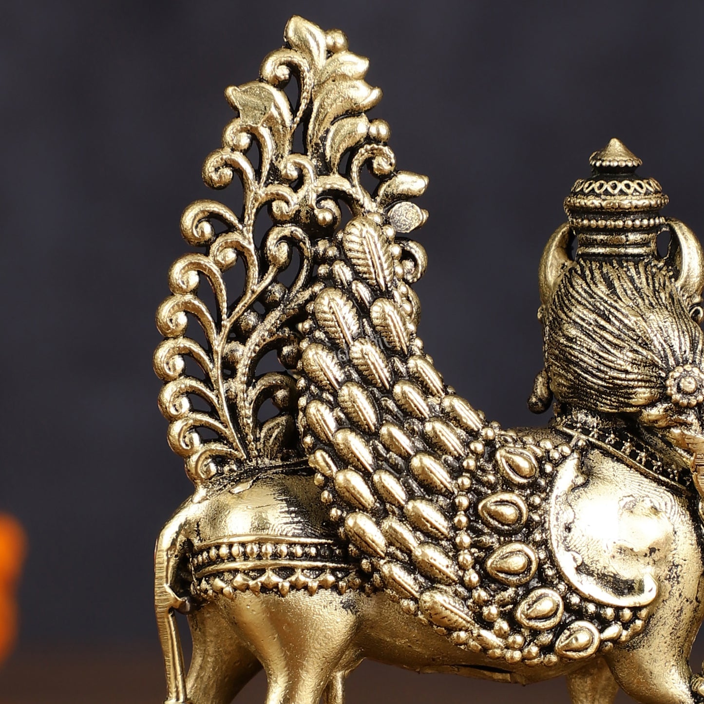 Pure Brass Superfine Kamadhenu Cow with Wings - Intricate Statue 3"