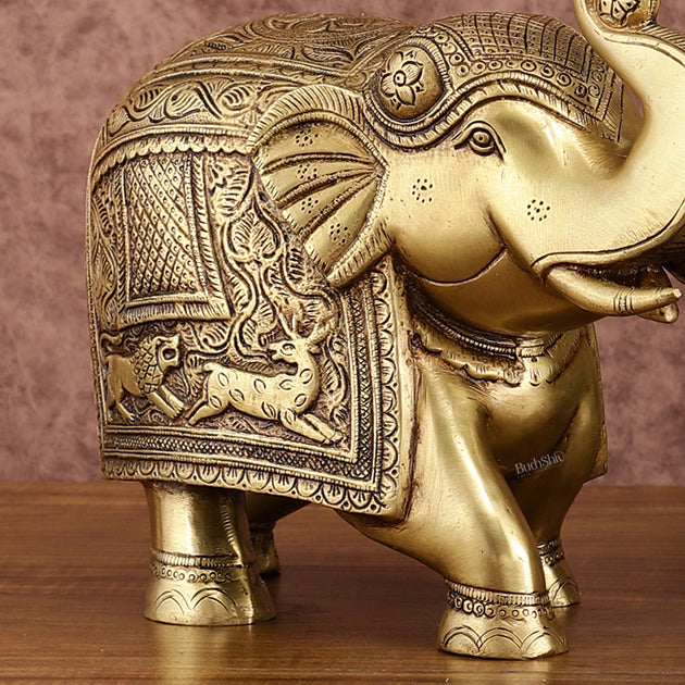 Unique Brass Elephant Statue | 11 inch wide