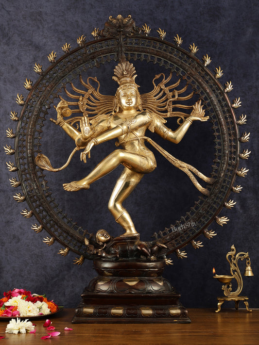 Large Handcrafted Superfine Brass Nataraja Statue - Height 36"
