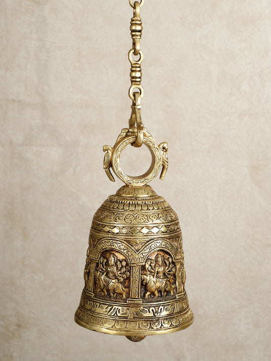 Brass Hanging Durga engraved temple bell