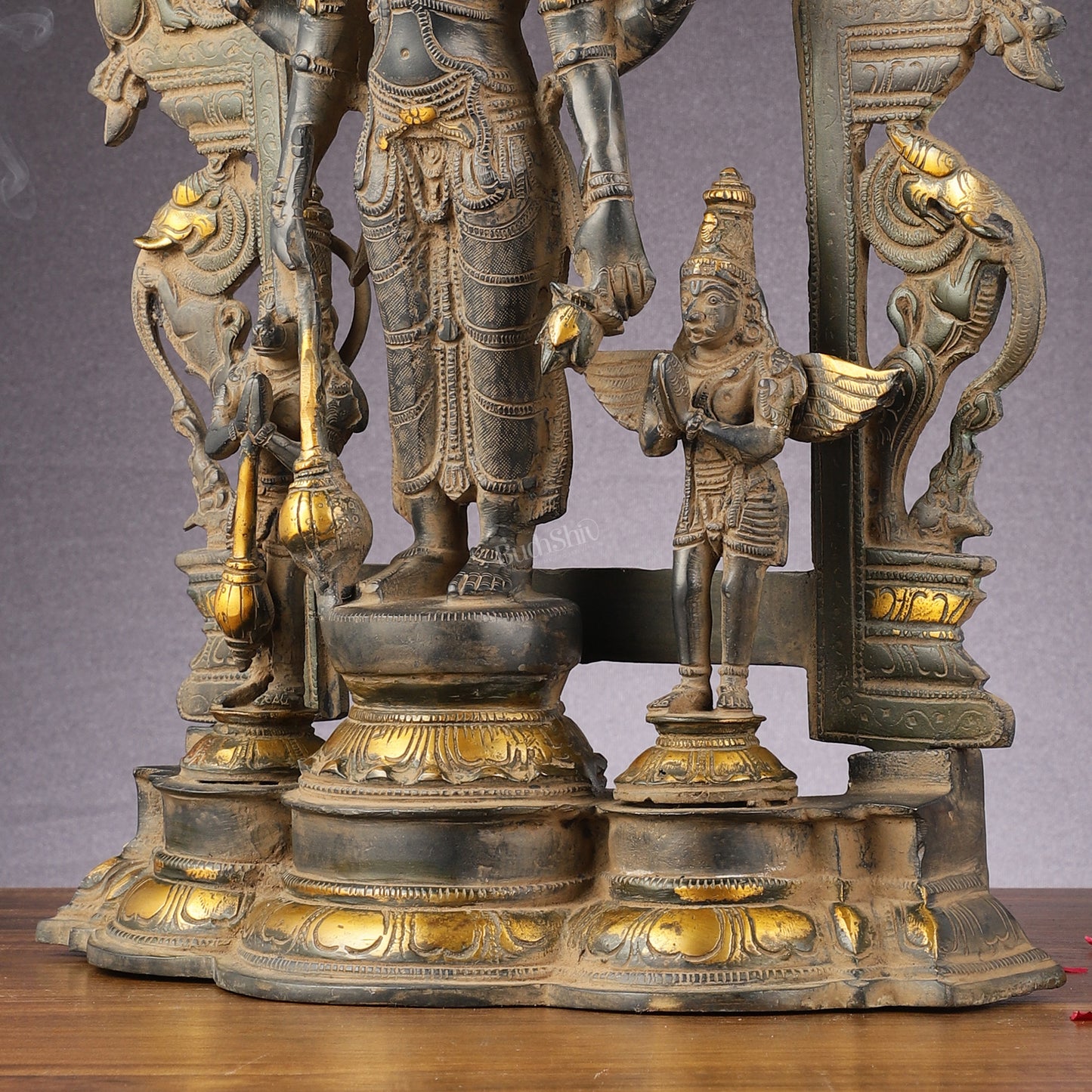 Brass Superfine Lord Vishnu with Garuda and Hanuman Idol - 24"