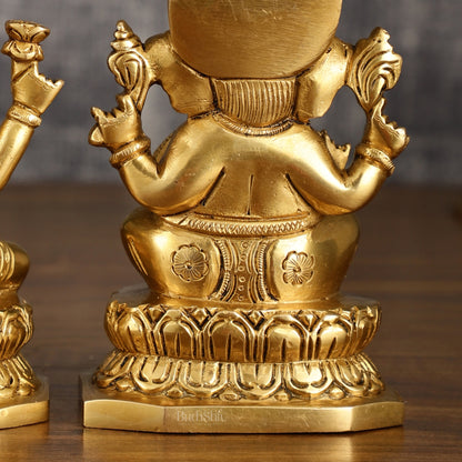 Brass Ganesha and Lakshmi Statues | 6 Inch