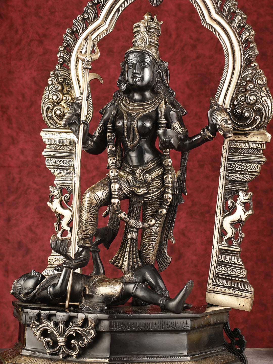 Pure Brass Superfine Handcrafted Goddess Kali Statue - 22" Black