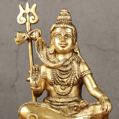 Pure Brass Sitting Lord Shiva Idol - 6"