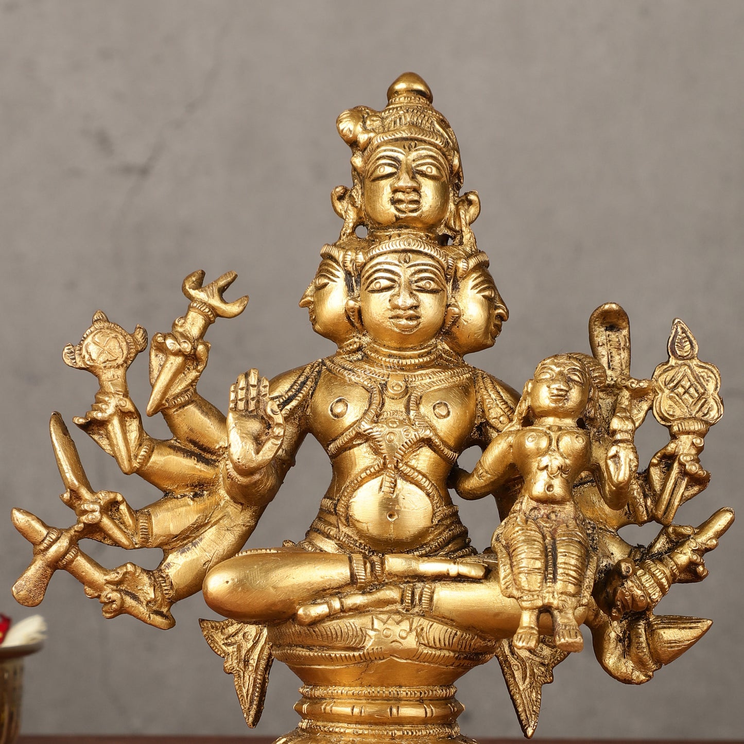 Superfine Brass Sadashiva Panchmukhi Shiva Idol - 6.5