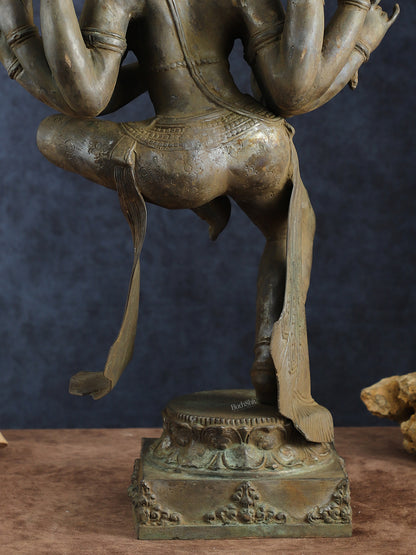 Indonesian Bronze Three-Headed Dancing Parvati Statue | Lost Wax Sculpture | 24" |