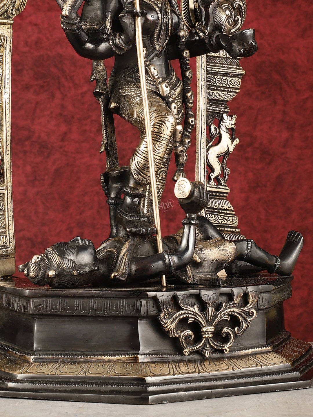 Pure Brass Superfine Handcrafted Goddess Kali Statue - 22" Black