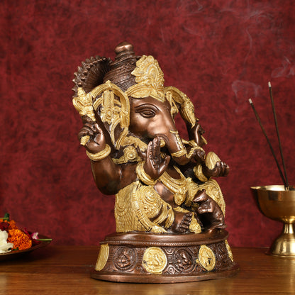 Brass Ganesha Statue with Ashtavinayaka - 11 inch