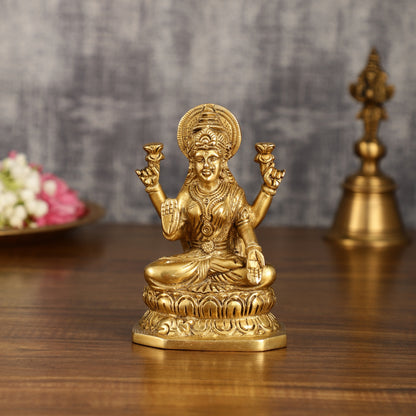 Brass Ganesha and Lakshmi Statues | 6 Inch