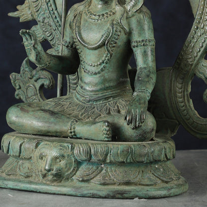 Vintage Balinese Bronze Lord Shiva Blessing Statue with Arch – 14" Height, Lost Wax Casting