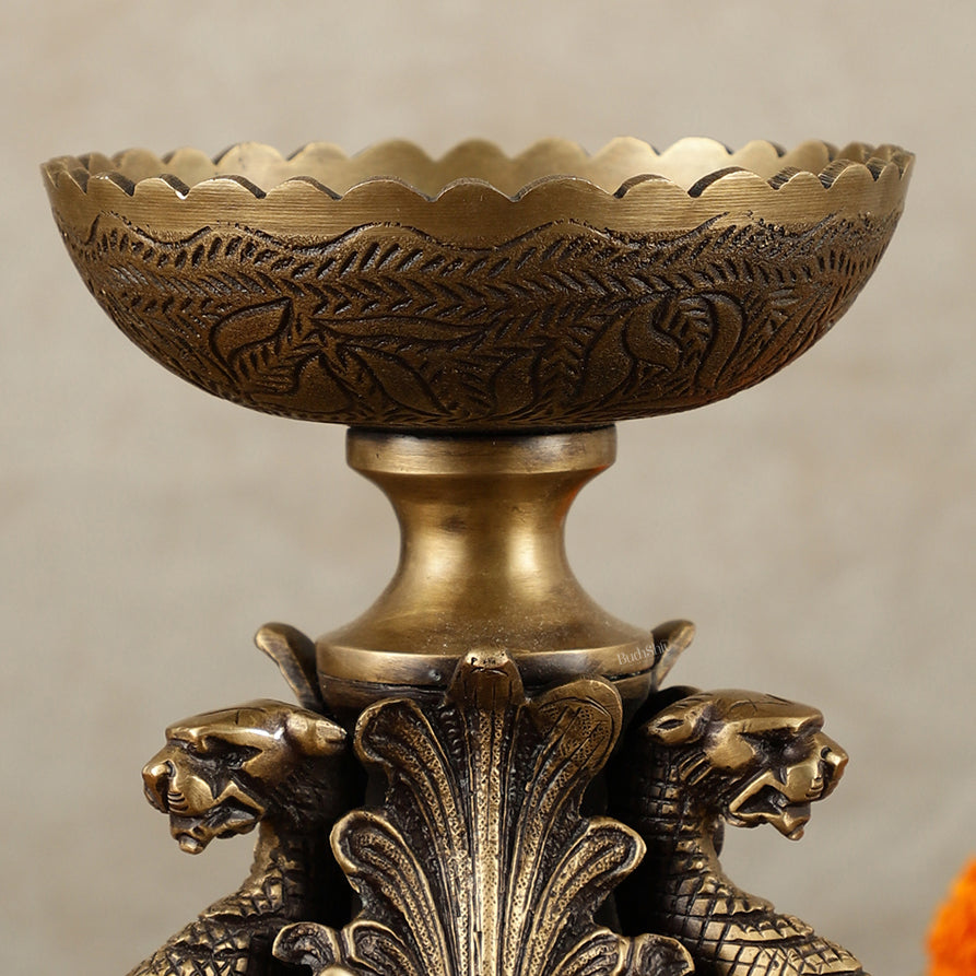 Brass Multi-Purpose Bowl with Yali Lion Stand | 8"